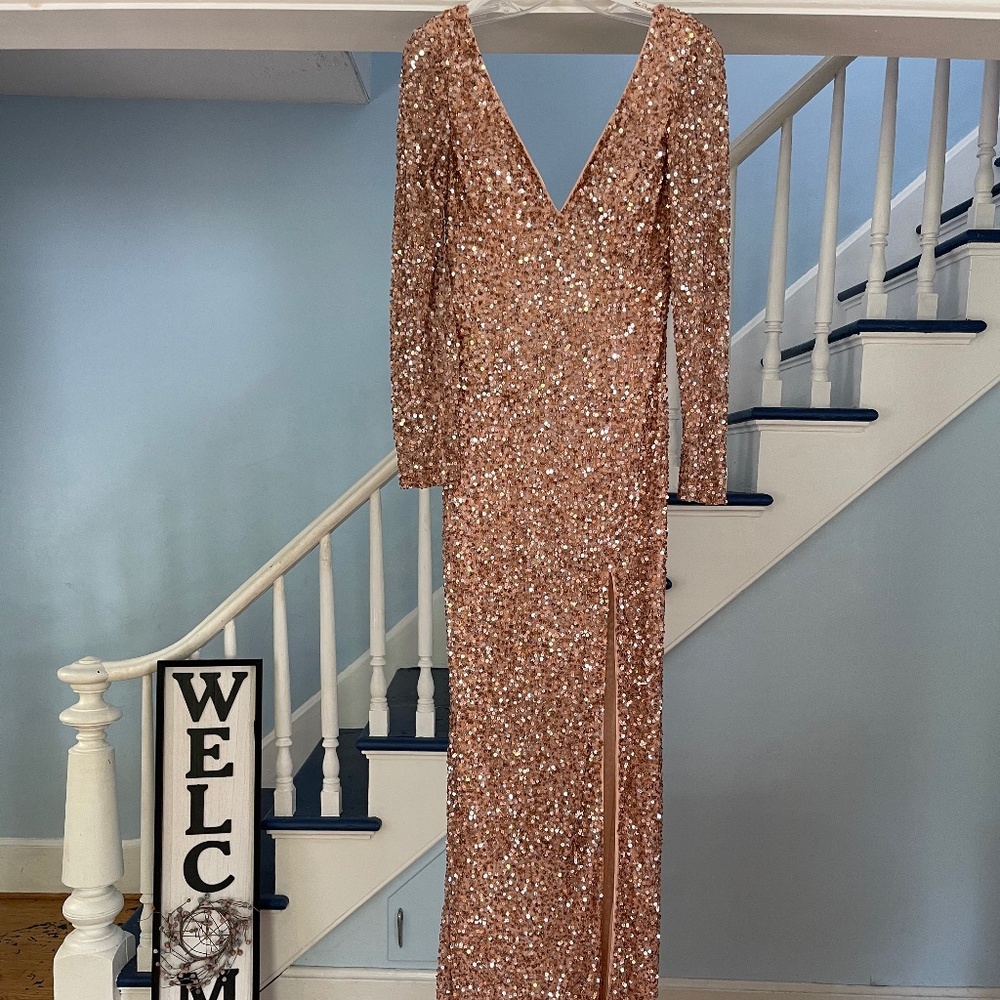 Rose Gold Mac Duggal Gown